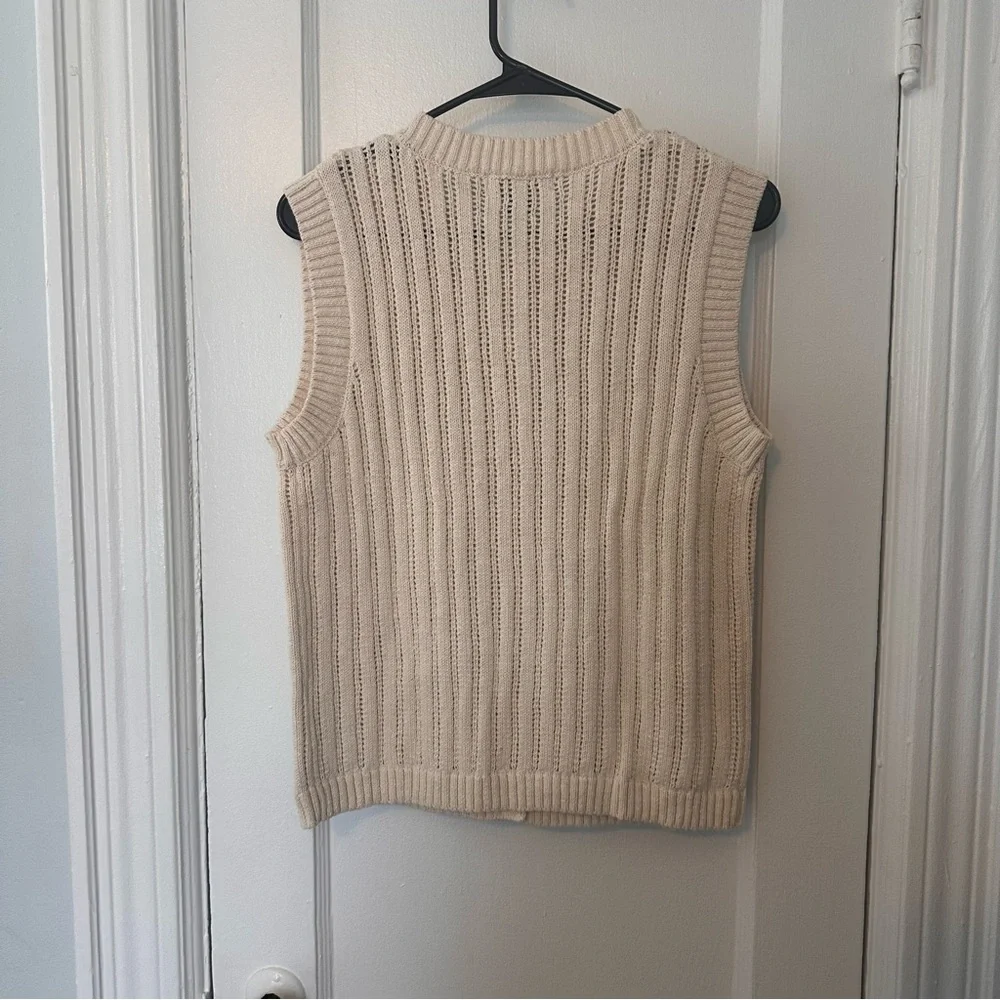Sanctuary Sleeveless Button-Front Cream Knit Vest Size XL New Cottagecore Granny - Picture 2 of 4